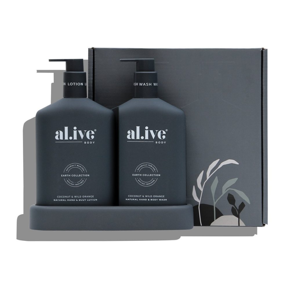 Al.ive Body- Wash & Lotion Duo + Tray- Coconut and Wild Orange